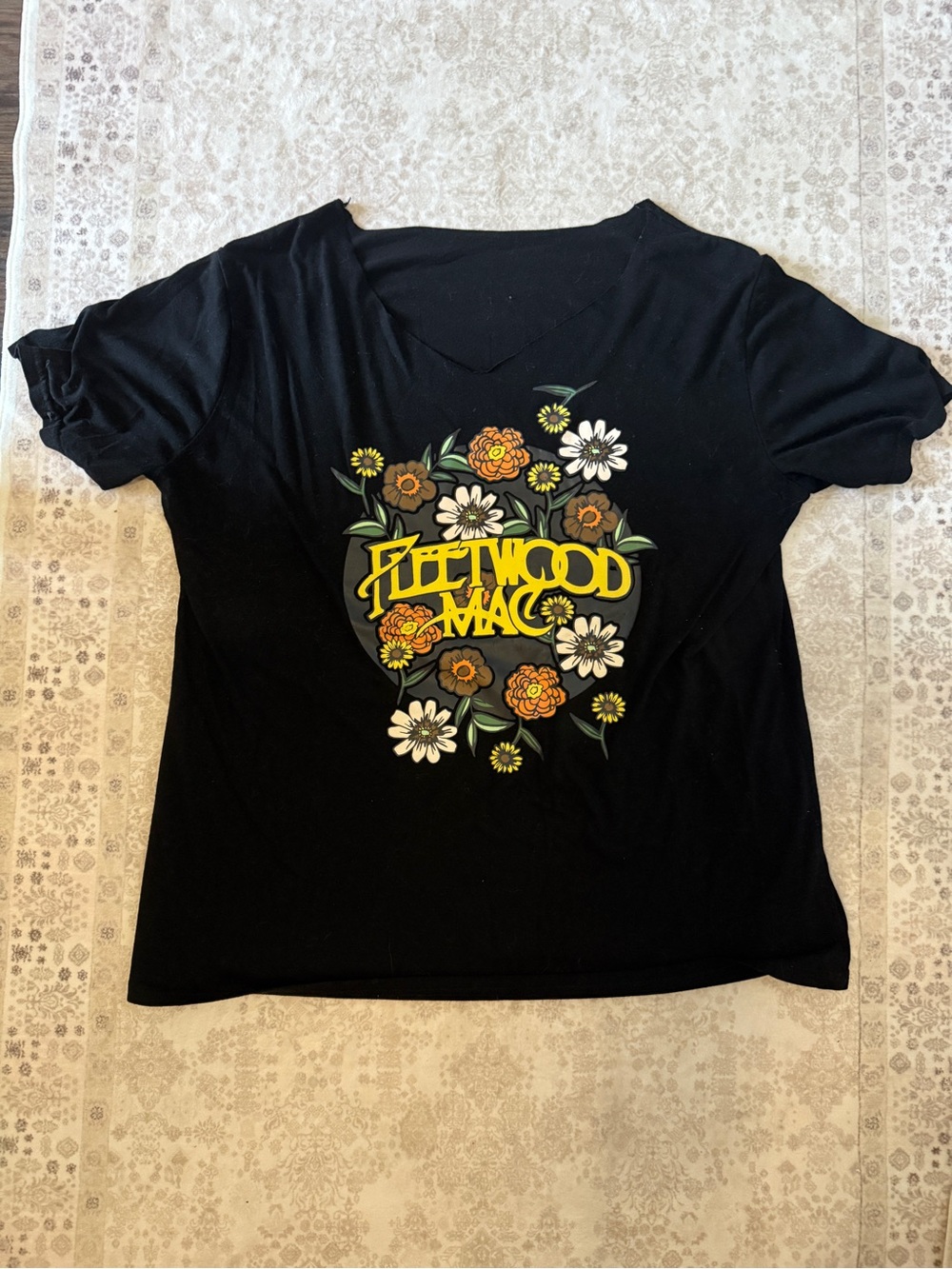 Women's Black Floral Graphic Tee Fleetwood Mac